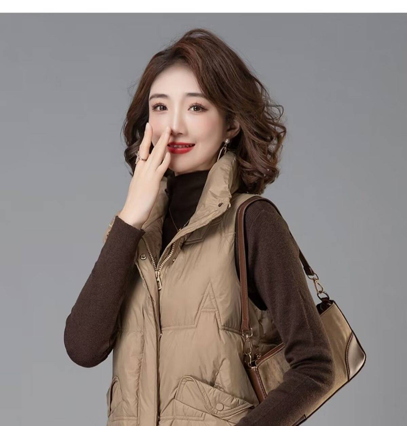 Gilet matelassé d'hiver pour femme avec motif 3D, veste matelassée légère, vêtement d'extérieur décontracté pour temps froid, manteau chaud doublé polaire (kaki, noir)_voghion.com