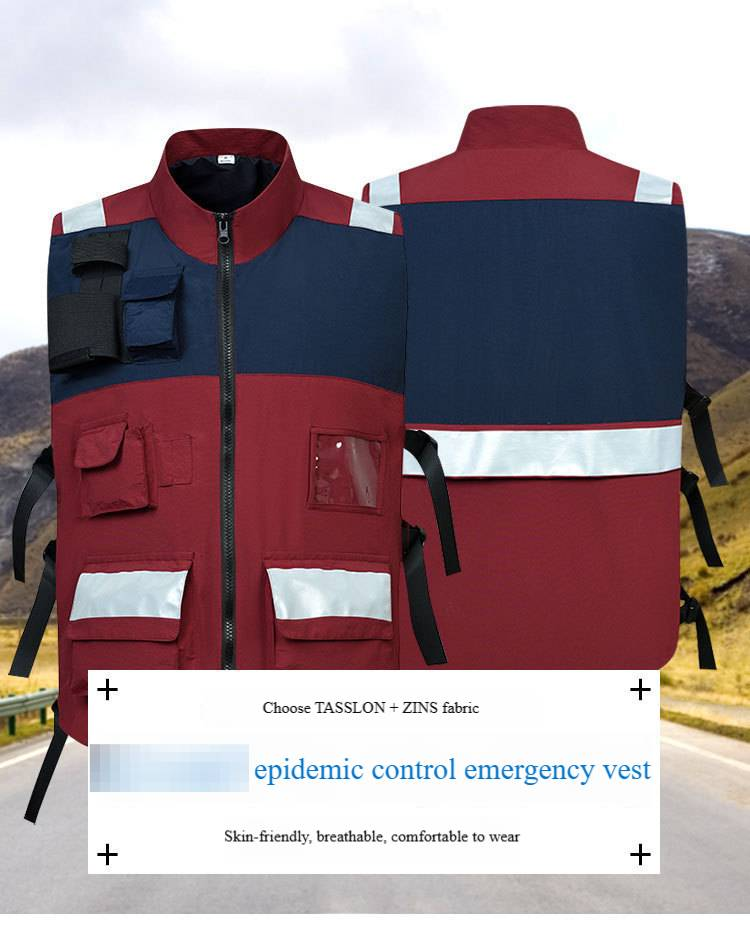 High-Visibility Safety Vest For Emergency & Volunteer Work - Lightweight Polyester Zip-Up With Multiple Utility Pockets_voghion.com