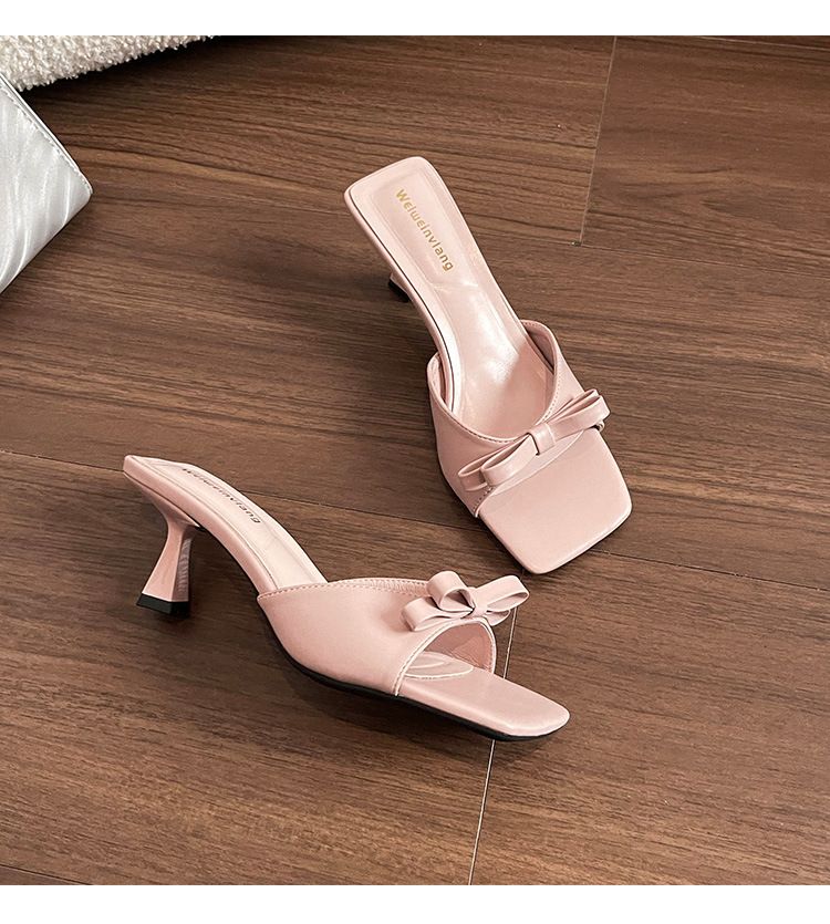 Nischen-Sandalen aus echtem Leder mit hohen Absätzen für Damen, französische kleine Müller-Halbschuhe, 2025, Frühling und Sommer, neu, stilvoll und exquisit_voghion.com