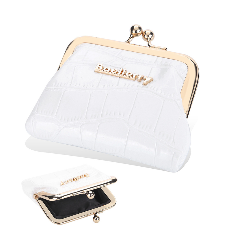 Baellerry Nuovo portafoglio in latta lucida con motivo coccodrillo e portamonete con clip in metallo_voghion.com