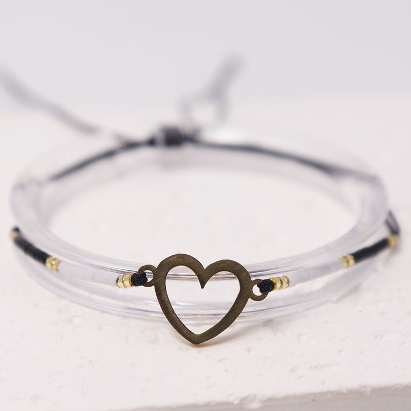Etnische stijl Boheemse eenvoudige stijl Pentagram ronde hartvorm 304 roestvrij staal glas groothandel trekkoord armbanden_voghion.com