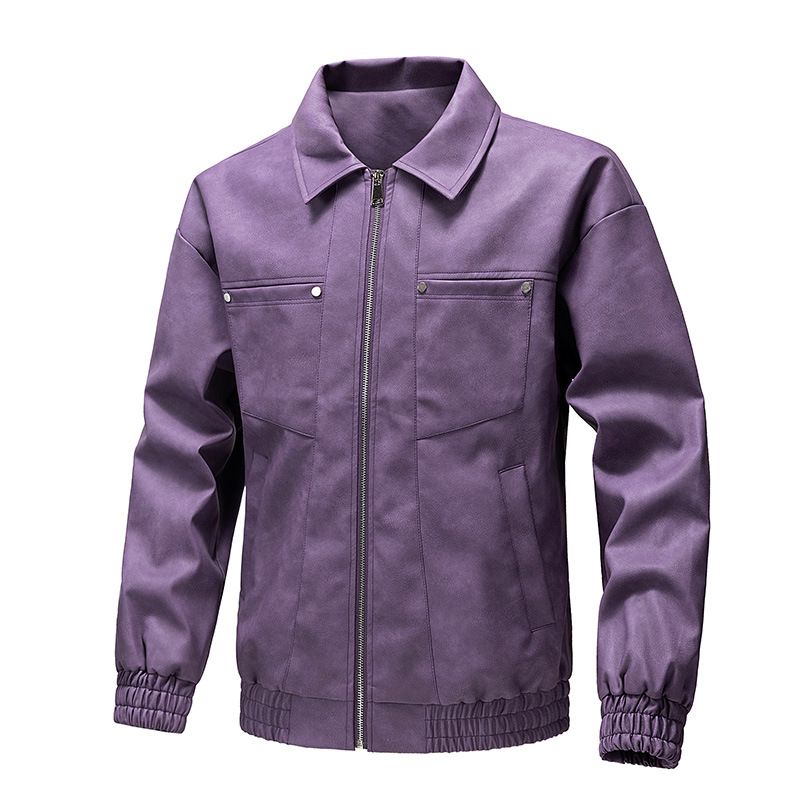 Herren Lederjacke Motorrad Rennanzug Stehkragen Herrenjacke_voghion.com