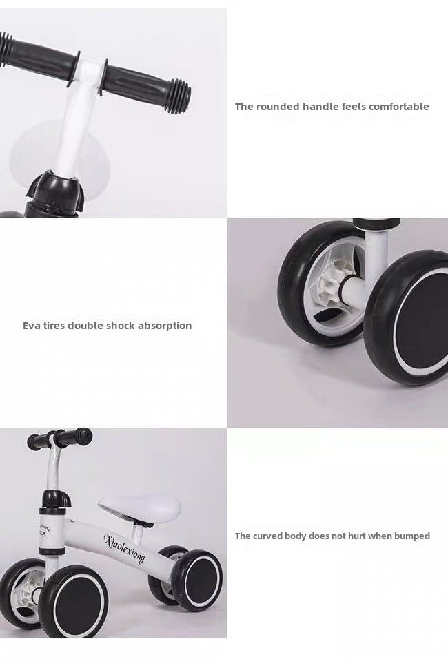 Çocuk Dört Tekerlekli Denge Bisikleti Pedalsız Bebek Scooter Çocuk Scooter 1-2-3 Yaş Bisikleti İki Çift Tekerlek_voghion.com