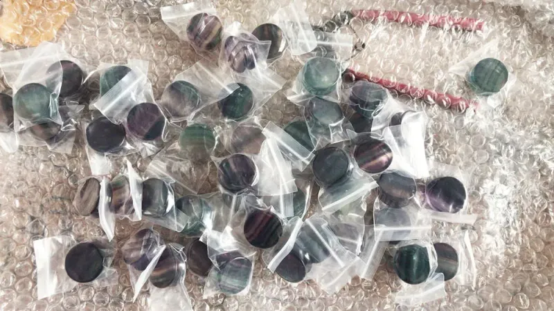 2 Stück Naturstein Doppelt ausgestellter Opal-Quarz-Ohrtunnel, farbiges Expandergewicht, Körperpiercing-Schmuck 241217_voghion.com