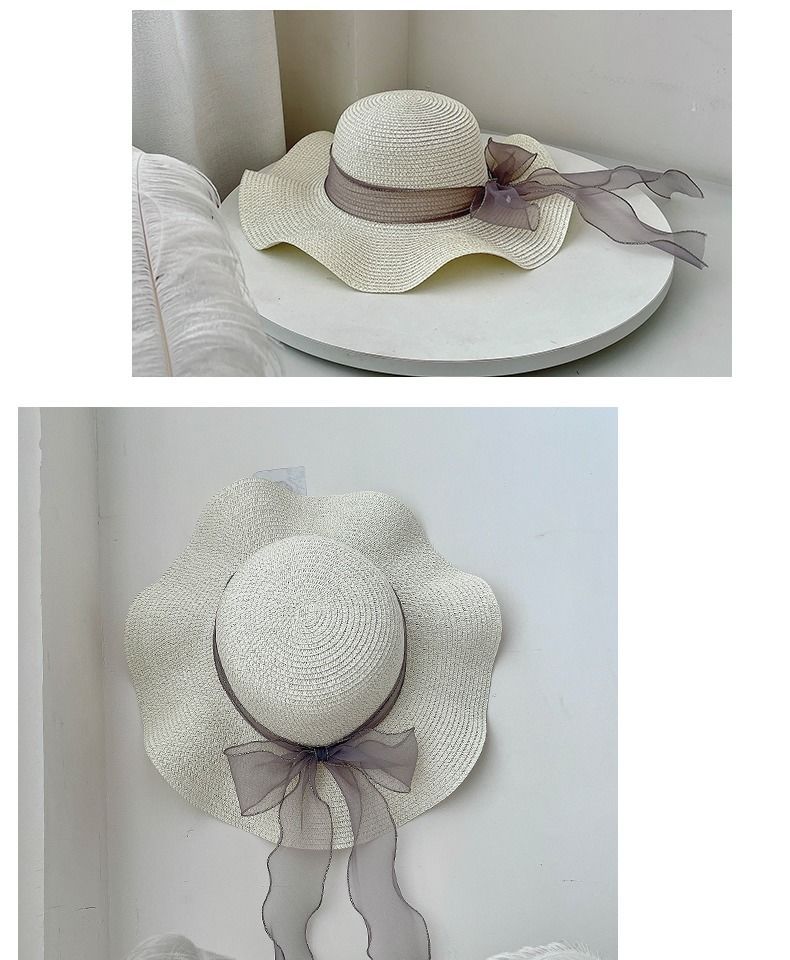 Summer large brimmed straw women's foldable beach UV resistant hat, sun protection hat_voghion.com