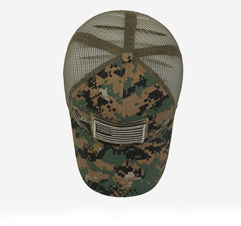 Amerikanische Flagge Camouflage Aufkleber bestickt Baseball Cap Netz Hut Männer Outdoor Klettverschluss Kappe_voghion.com