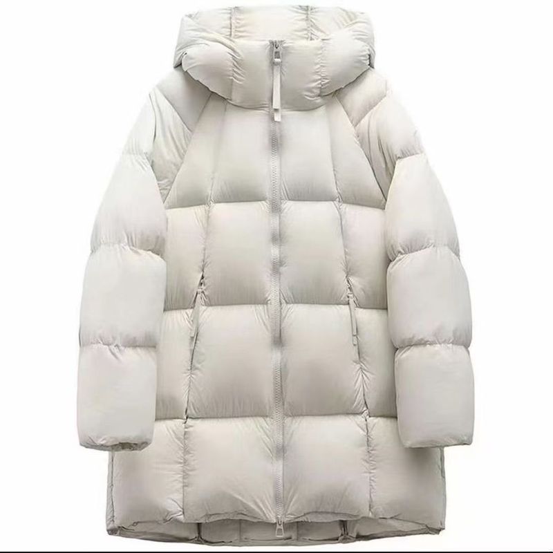 90 White Duck Piumino lungo medio, nuovo, spesso, stile coreano, da donna, fuori stagione_voghion.com