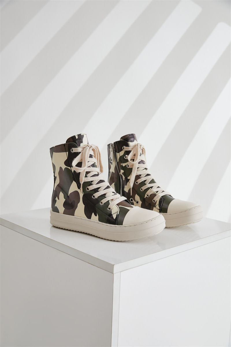 Scarpe da donna North Large Size Scarpe alte per donna Camouflage Suola spessa Lacci spessi Scarpe da ginnastica casual Scarpe alla moda color caramella_voghion.com