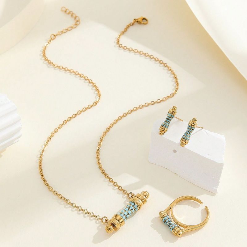 Sieradenset voor dames, mode, nieuwe, luxe stijl, wijsvingerring, ketting, oorbellenset, gepersonaliseerd acryl, klein tailleontwerp, sleutelbeenketting_voghion.com