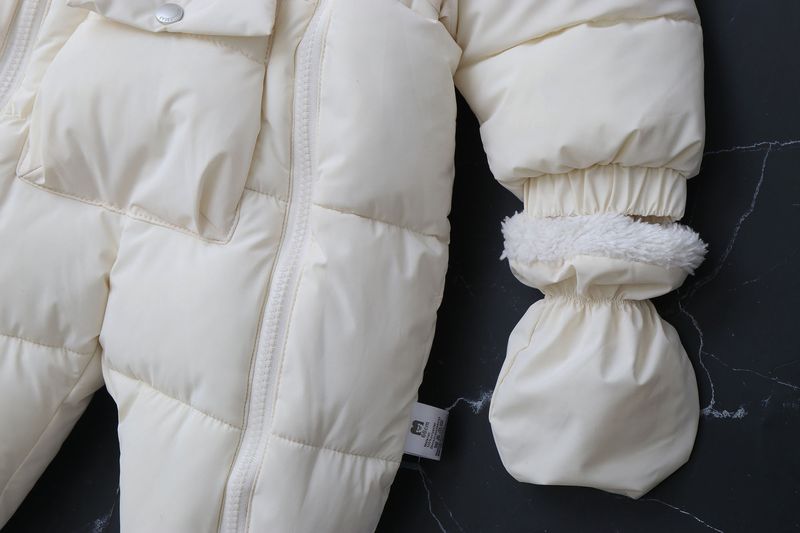 Pelele de invierno premium con capucha para bebé Mother & Kids: mono grueso acolchado de algodón para bebés y niños pequeños (66-90 cm), unisex, manga larga, con cremallera_voghion.com