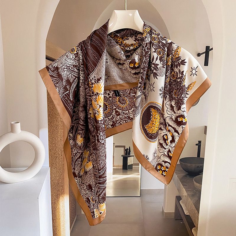 Sjaal voor vrouwen in de zomer, decoratieve zijden sjaal in nichevorm, gepersonaliseerde zonnekap en zonbescherming voor vrouwen_voghion.com