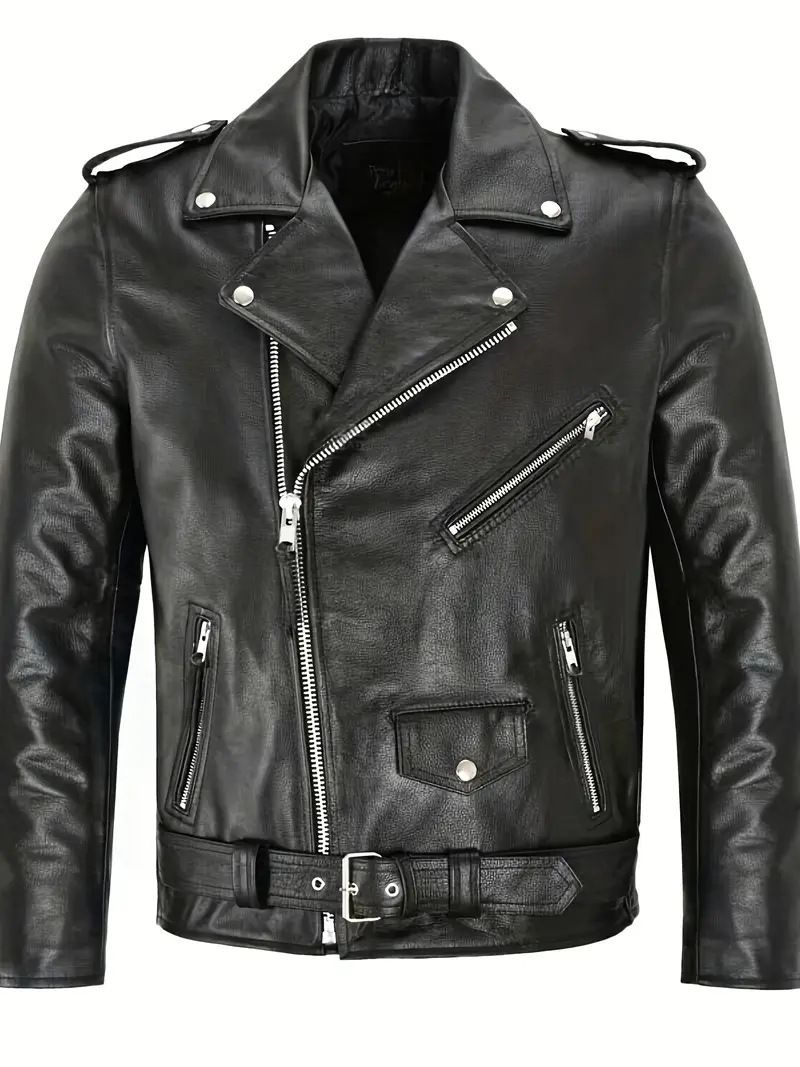 Giacca da motociclista in pelle sintetica da uomo – Stile motociclista streetwear (nero/rosso, M-5XL, vestibilità europea)_voghion.com