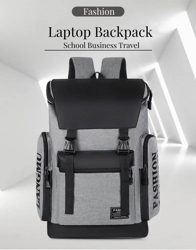 Mode für Männer Einfaches Design Laptop-Rucksack Hochwertiges Nylonmaterial Computertasche_voghion.com