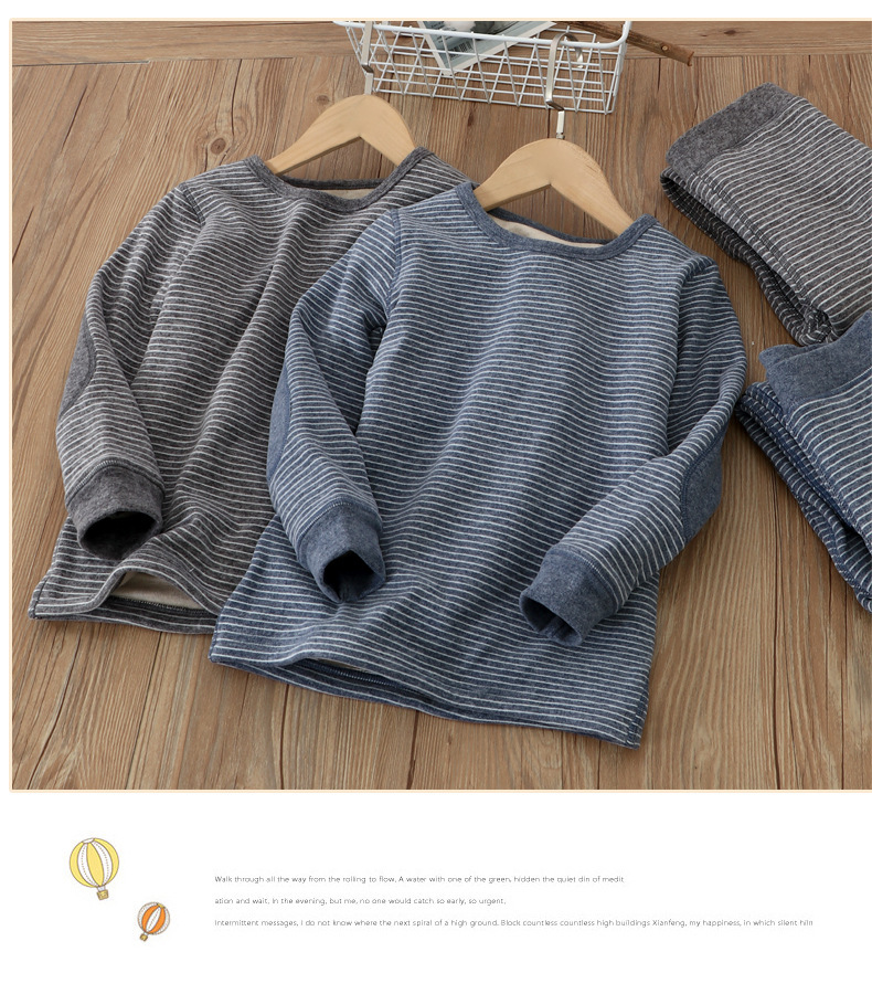 Processing Children's Warm Underwear Set Autumn And Winter Plus Fleece Thickened Cuhk Children Long Johns Boys And Girls Home Wear_voghion.com