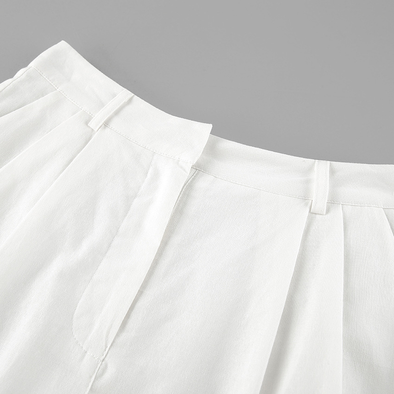 Women's cotton and linen suit vest women's summer casual sleeveless vest shorts two-piece set_voghion.com