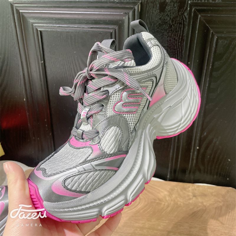 Sneakers Paris Dad da donna 2025, nuove, taglia 10XL, con blocchi di colore, versatili, suola spessa, altezza crescente, per coppie, leggere e sportive._voghion.com