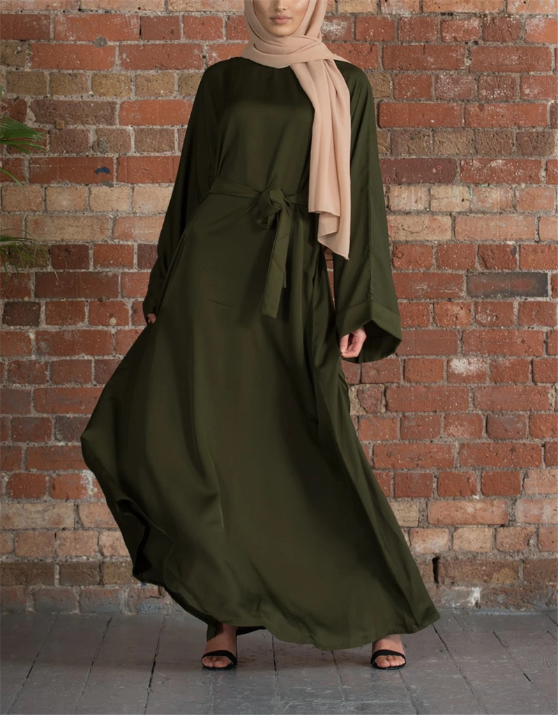 Women's solid color large size robe dress _voghion.com