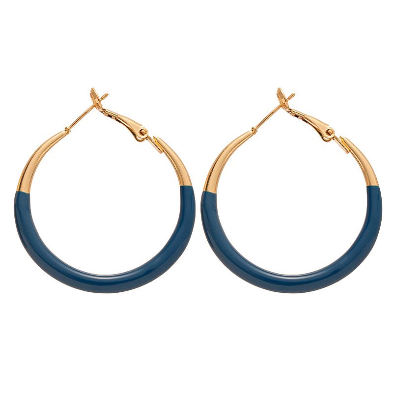 Europäisch und amerikanisch schlichter Retro-Öltropfen-Geometrie-Silber-Nadel-Ohrring, modisch, für Pendler, schlichter Kreis, elegant, hochwertig_voghion.com