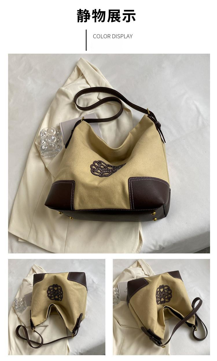 Sac en toile décontracté pour femmes, sac à la mode sous les bras, texture niche tout-en-un, grande capacité, sac Luo Yiwei_voghion.com