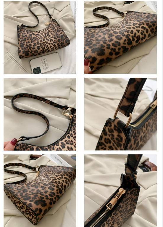 French niche design bag 2024 popular new trendy and trendy portable women's bag fashion leopard print single shoulder underarm bag_voghion.com