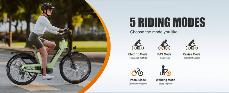 tilan L5 Urban Commuter Elektrofahrrad 26" Elektrofahrrad für Erwachsene 500W, Drehmomentsensor E-Bikes mit Pedal AssisVit_voghion.com