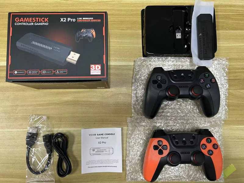 Retro Game Stick-gameconsole, X12 Pro 4K HDMI-uitgang en draadloze controller Videogameconsole met 35000+ games / 42000+ games, (64G/128G)_voghion.com
