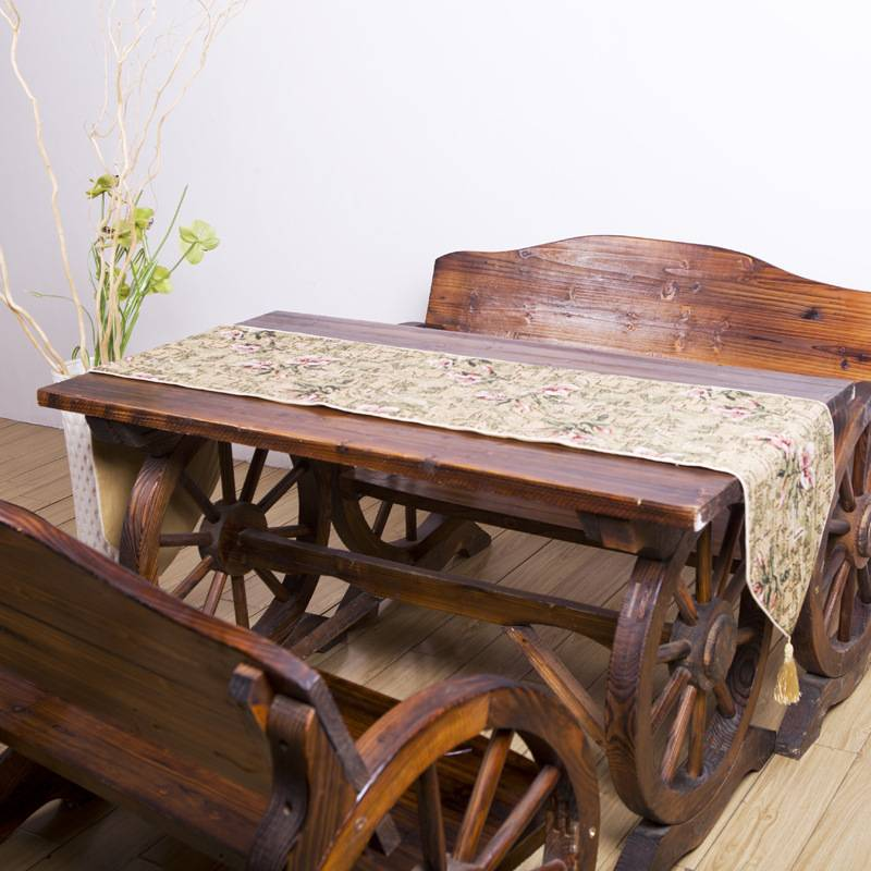 Ensemble de nappes en coton jacquard - Chemin de table et serviettes à imprimé floral Décoration de salle à manger élégante Commandes en gros disponibles_voghion.com