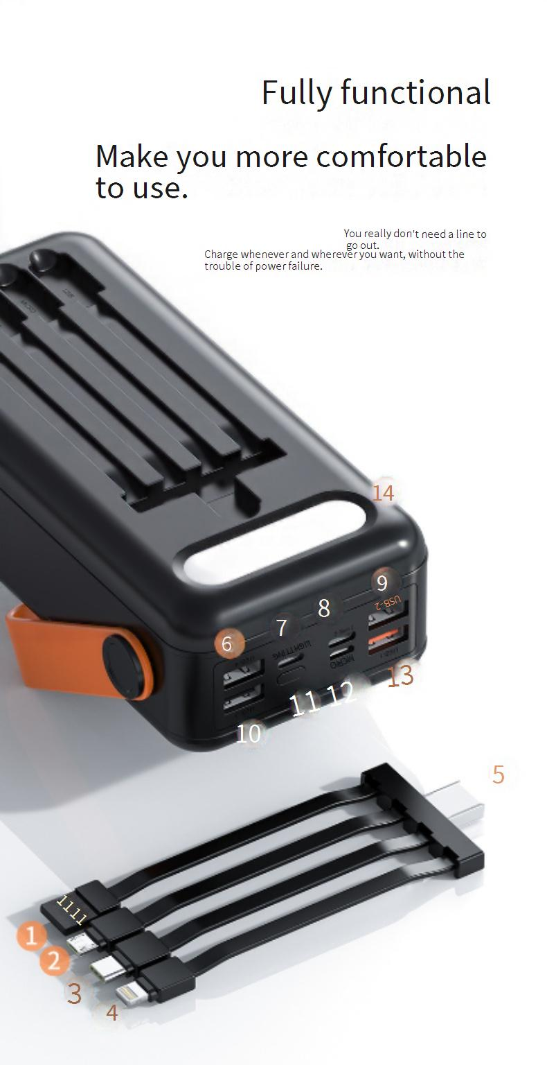 Power Bank Outdoor Camping Licht Mobile Power Bank 100000 MAh Große Kapazität Energie Speicher Mit Gebaut In Vier Kabel Lade Schatz_voghion.com