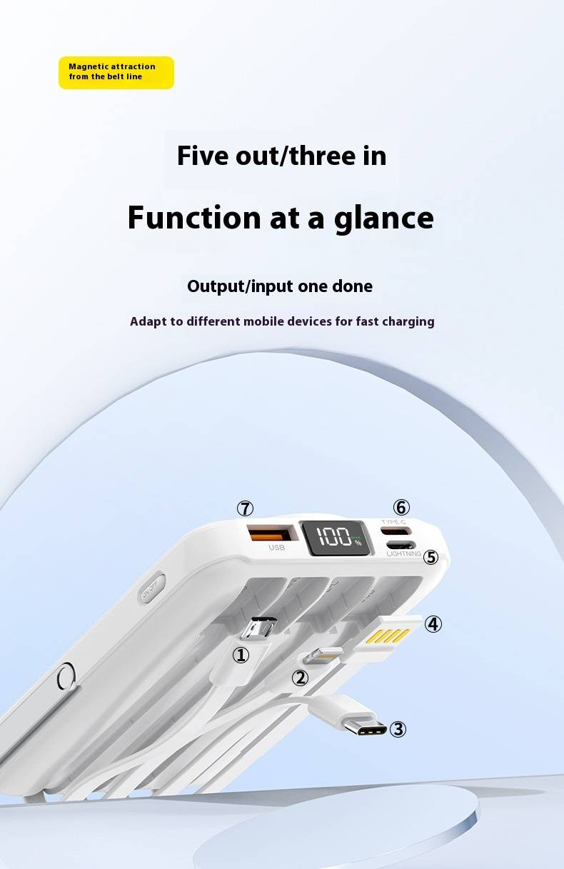20000 mAh magnetische kabellose Powerbank – 22,5 W PD-Schnellladung mit integriertem Kabel und Ständer_voghion.com
