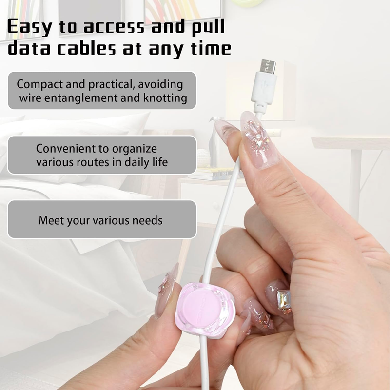 Magnetic Cable Organizer Set, 6Pcs Easy Adhesion Desk & Wall Mount Holders For Mobile Phones And USB Cables, For Office, Kitchen, Car, And Bedside_voghion.com