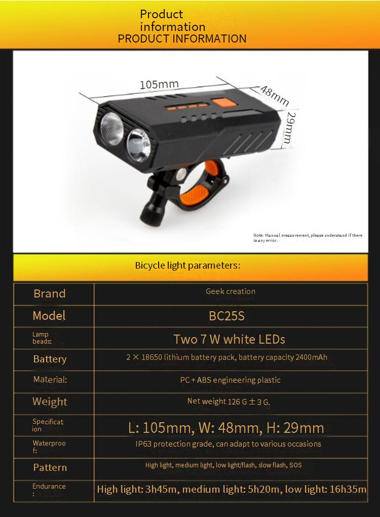 Neue Fahrradlichter für Nachtfahrten, starke Taschenlampe, USB-Aufladung, Mountainbike-Scheinwerfer, Fahrradausrüstung_voghion.com