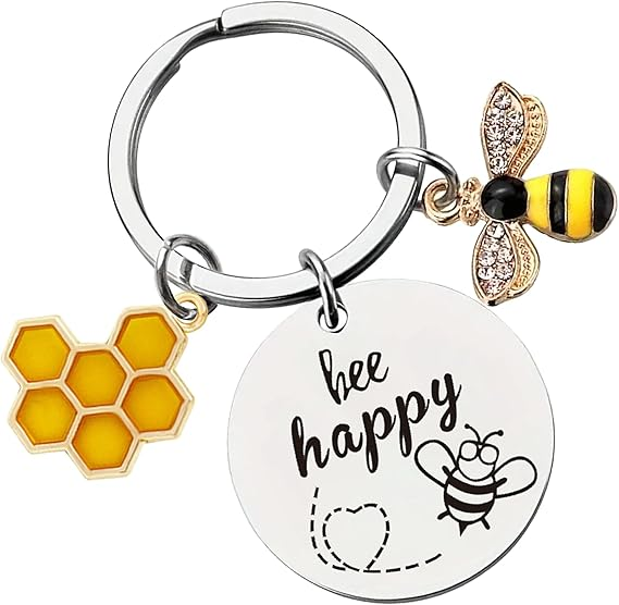 Bee Keychain Inspirational Keyring Gift - Men's, Women's, Children's Honey Keyring, Cute Bee Accessory Bag Wallet Backpack_voghion.com
