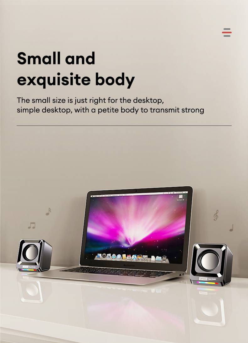 Original Lenovo A01 Computer Speakers Sound Box Wireless Bluetooth Surround Heavy Bass Loudspeaker Mini Portable With LED Light Subwoofer_voghion.com