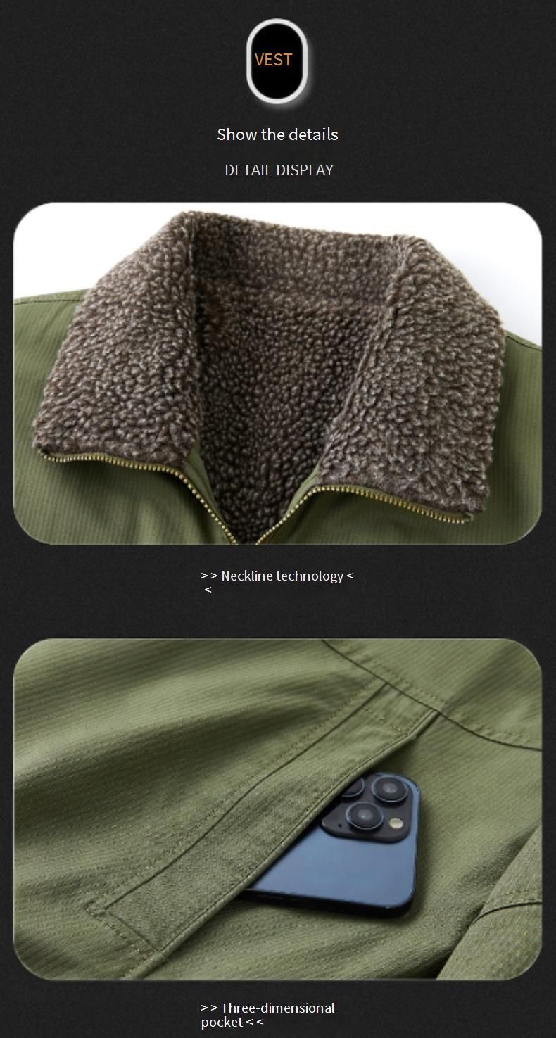 Giacca invernale da uomo foderata in pile – Rivestimento in cotone pesante con interno in sherpa (M-4XL, Nero/Verde militare/Cachi)_voghion.com