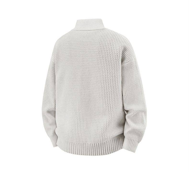 Cardigan da uomo in maglia ondulata - Pullover oversize a maniche lunghe con collo semi-dolce e vestibilità ampia, per autunno e inverno_voghion.com