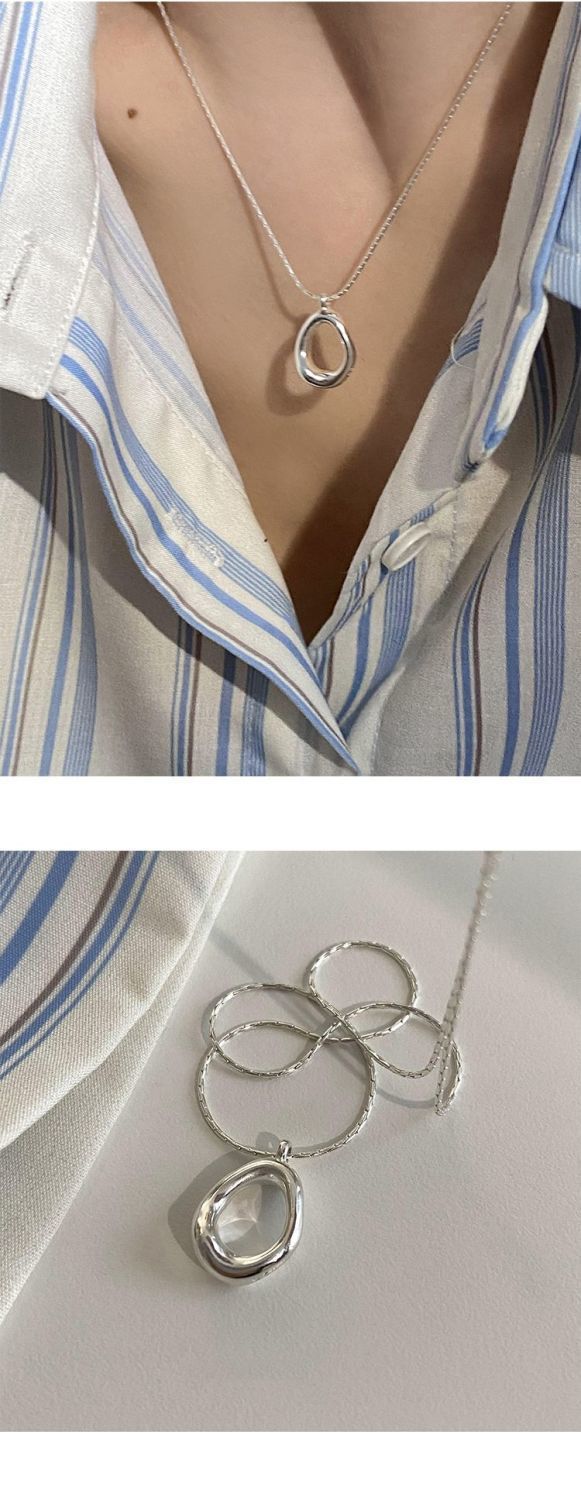 Light luxury niche irregular ins water droplet pure silver necklace 2024 new minimalist high-end collarbone chain best_voghion.com