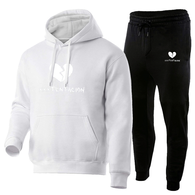 Xxxtentacion bedrucktes Hoodie-Set aus Herrenpullover, Hose und weicher Sportbekleidung_voghion.com