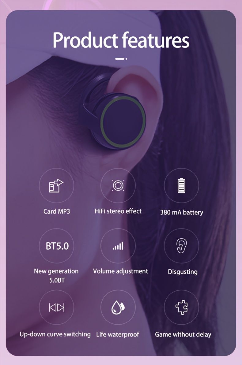 K31 uus BT-peakomplekt 5.0 kõrvakinnitusega ja kõrvakurtide spordikaart_voghion.com