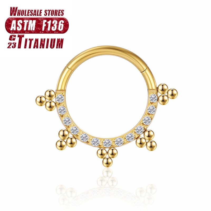 F136 Anello al naso in titanio Elica Cartilagine Clicker Setto Trago piercing Zircone Donna 16G Orecchini Sezione incernierata Gioielli per il corpo_voghion.com
