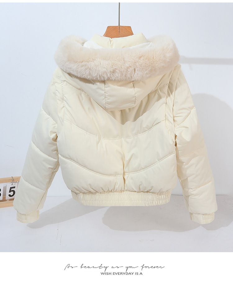 Doudoune courte convertible à manches amovibles et capuche en fausse fourrure pour femme - Manteau d'hiver taille haute doublé polaire épaisse_voghion.com