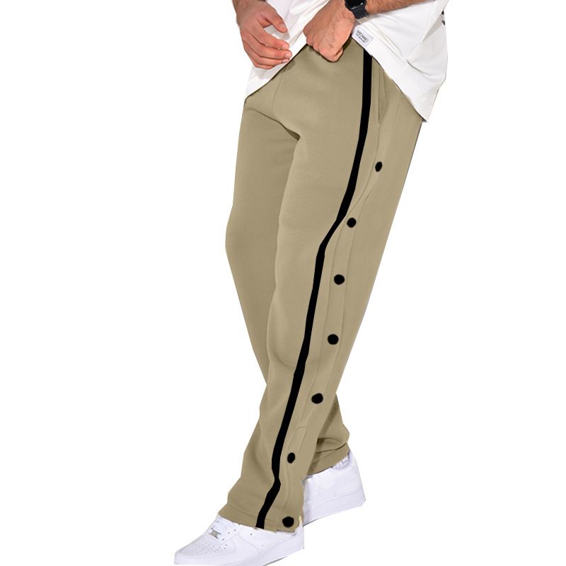2024 Casual Sports Button Men's Autumn New Loose Straight Drawstring Plus Size Long Pants_voghion.com