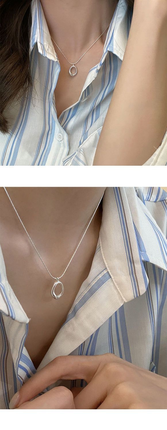 Light luxury niche irregular ins water droplet pure silver necklace 2024 new minimalist high-end collarbone chain best_voghion.com