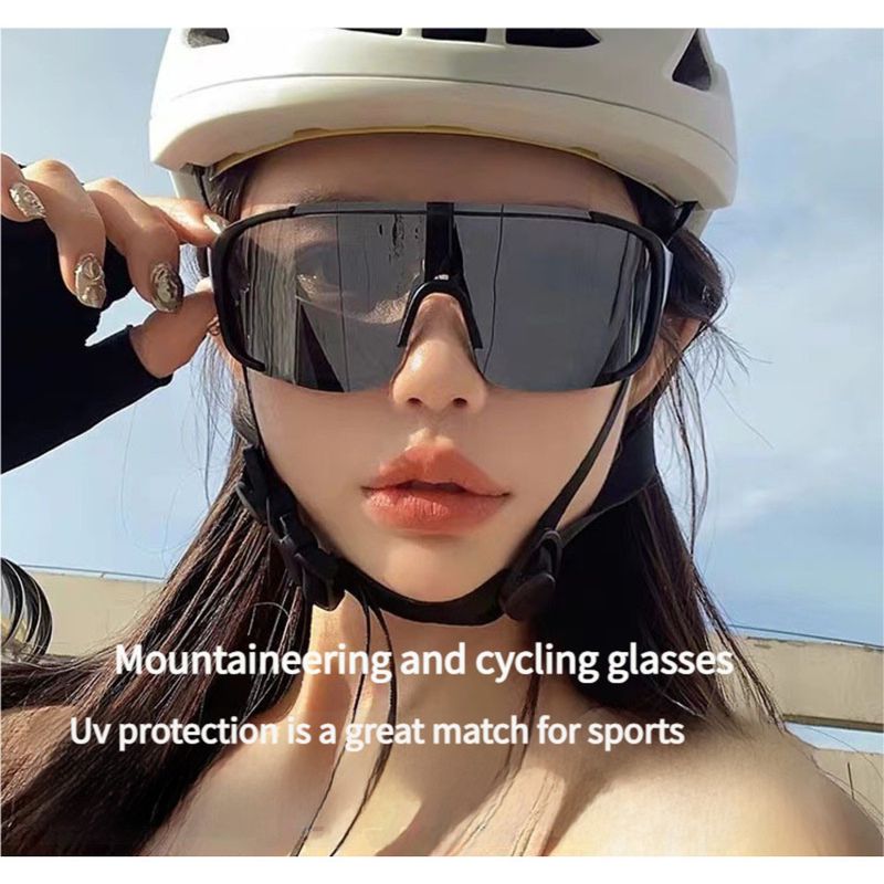 Occhiali da sole sportivi da donna, con montatura grande, antivento, per ciclismo, sci, mountain bike_voghion.com
