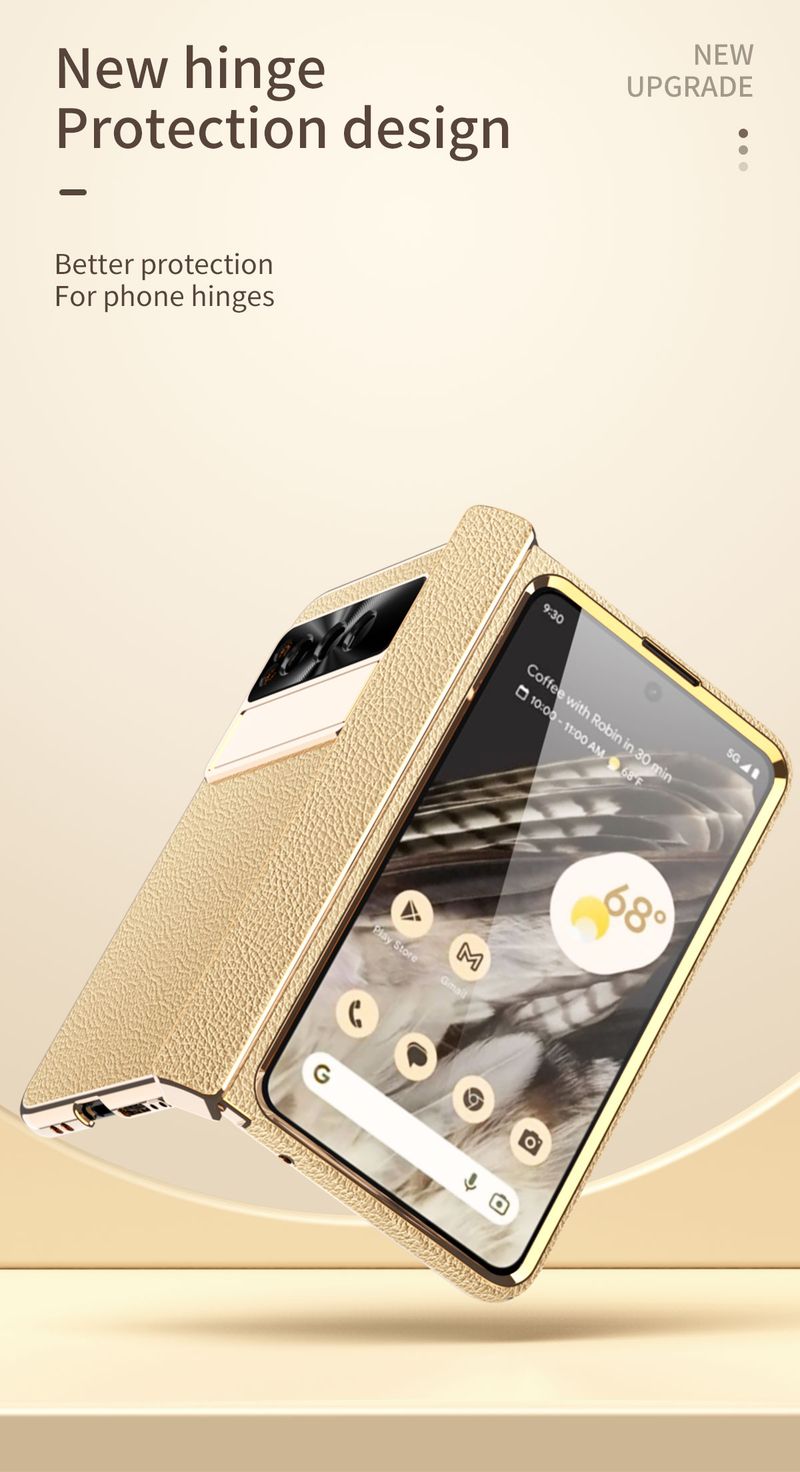 Google Pixel Fold luxus galvanizált bőr üzleti elegáns beépített képernyővédő fólia tartó állvány telefontok_voghion.com