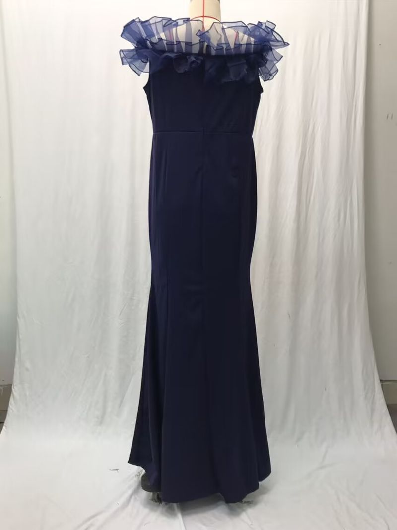 Abbigliamento da donna Primavera Cintura elastica lavorata a maglia Foglia di loto Una spalla Piccola coda Gonna lunga Vestito_voghion.com