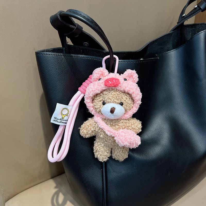 Internet Celebrity Cartoon Kopfbedeckung Bär Schlüsselanhänger süße Plüsch Puppe Tasche entzückende Girly Herz Anhänger_voghion.com