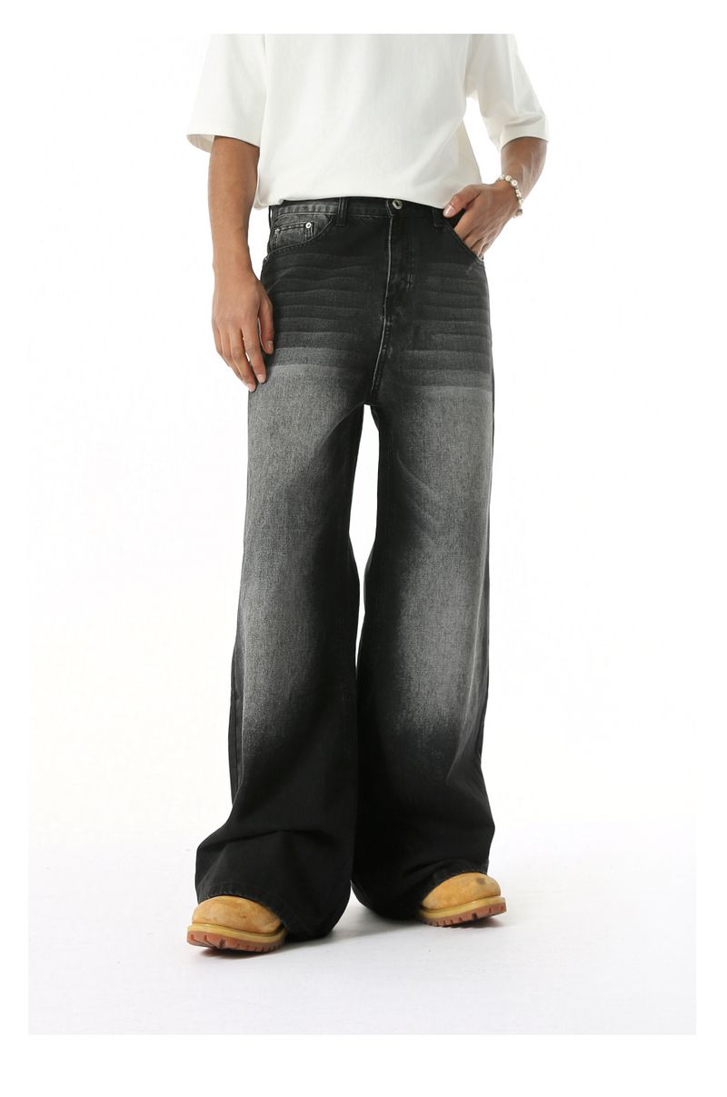 EF JEANS | 2025 Spring New Hong Kong Style Fashion Old Retro Casual Versatile Drape Floor Mopping Jeans_voghion.com