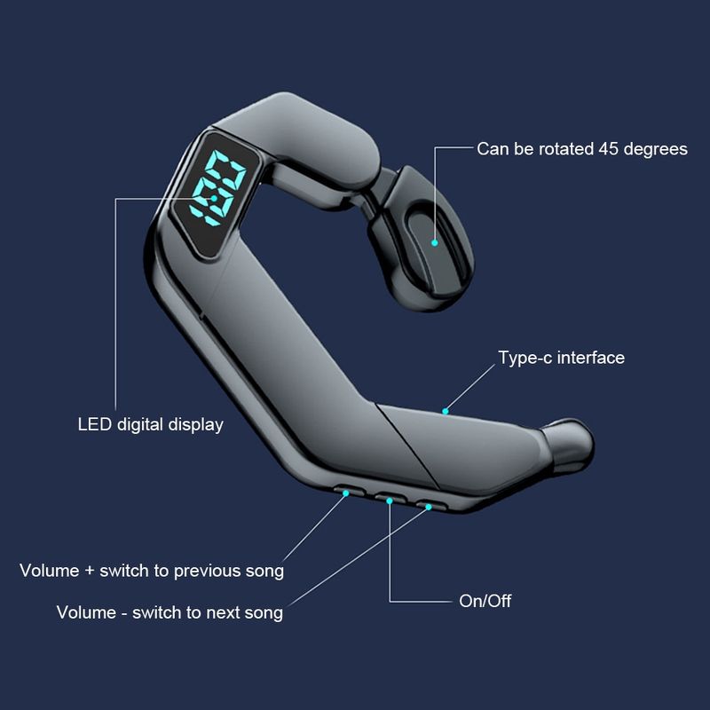 V19 Viseče športne Bluetooth slušalke z digitalnim prikazom kostne prevodnosti (zelene)_voghion.com