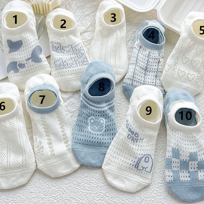 Calcetines de barco blancos bonitos invisibles sección delgada malla transpirable calcetines de verano calcetines femeninos ins calcetines japoneses para niñas_voghion.com