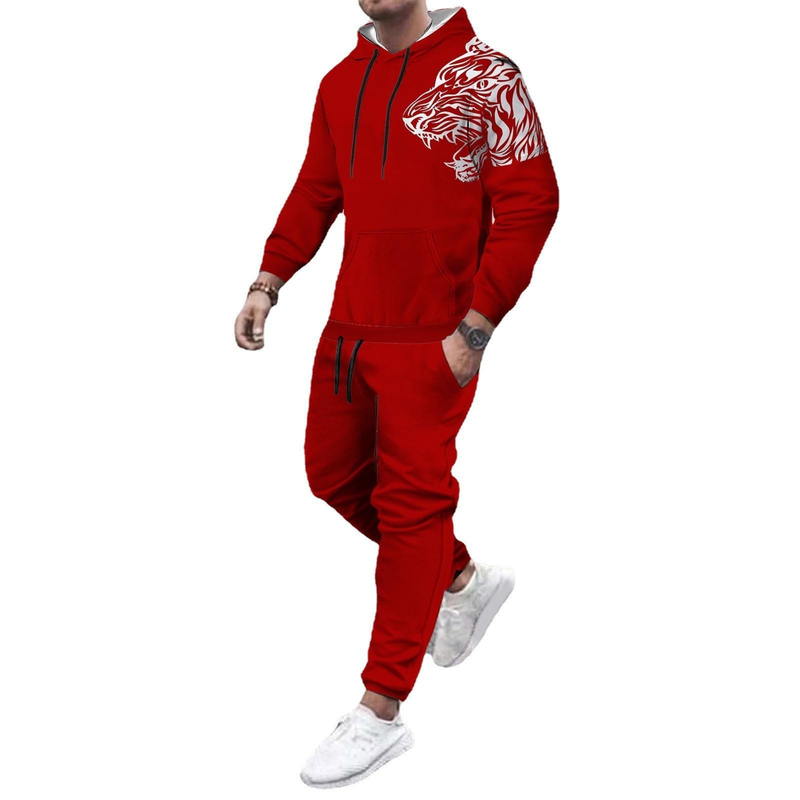 Spring Autumn Men's Hooded Sweater Long Sleeved Pants Sports And Casual Two Piece Set_voghion.com
